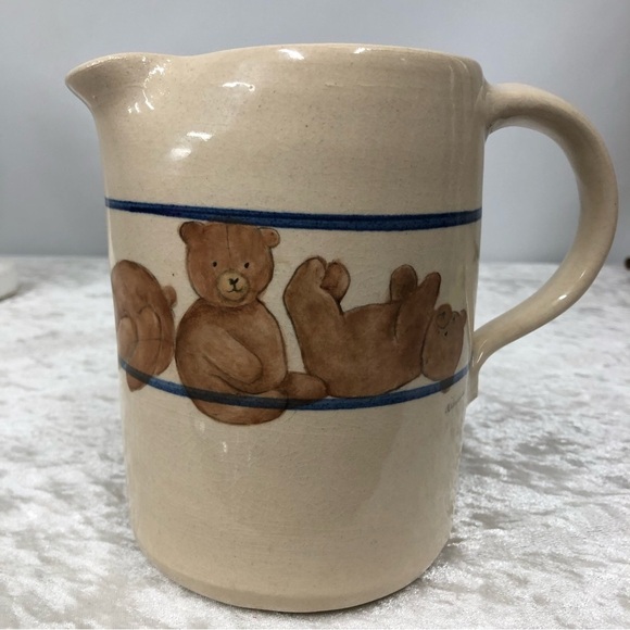 Marshall Pottery Tommy Humphries pitcher kitchen jug w/teddy bears pottery art - Picture 1 of 12